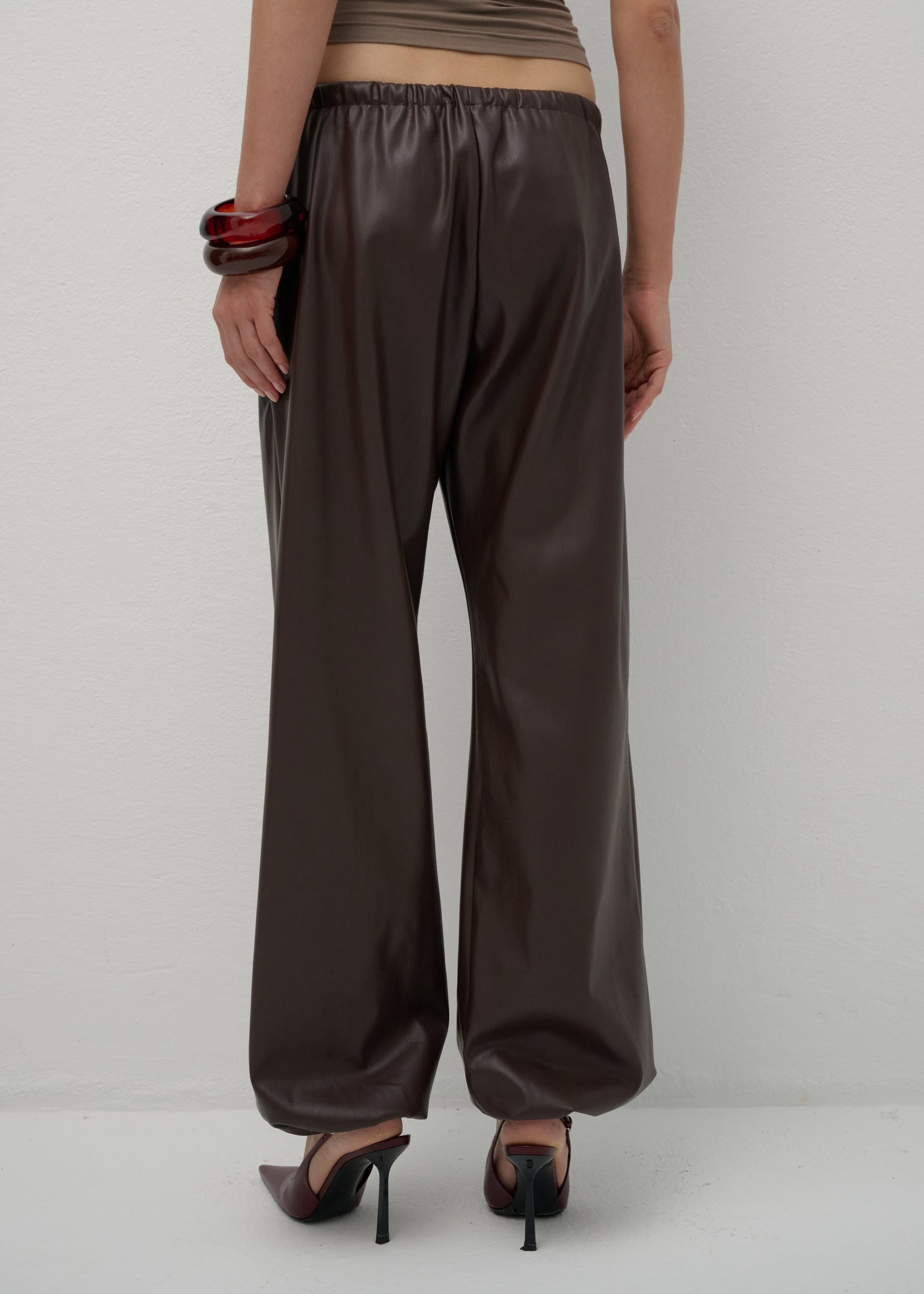 SPODNIE RONI FAUX LEATHER BROWN LECOLLET