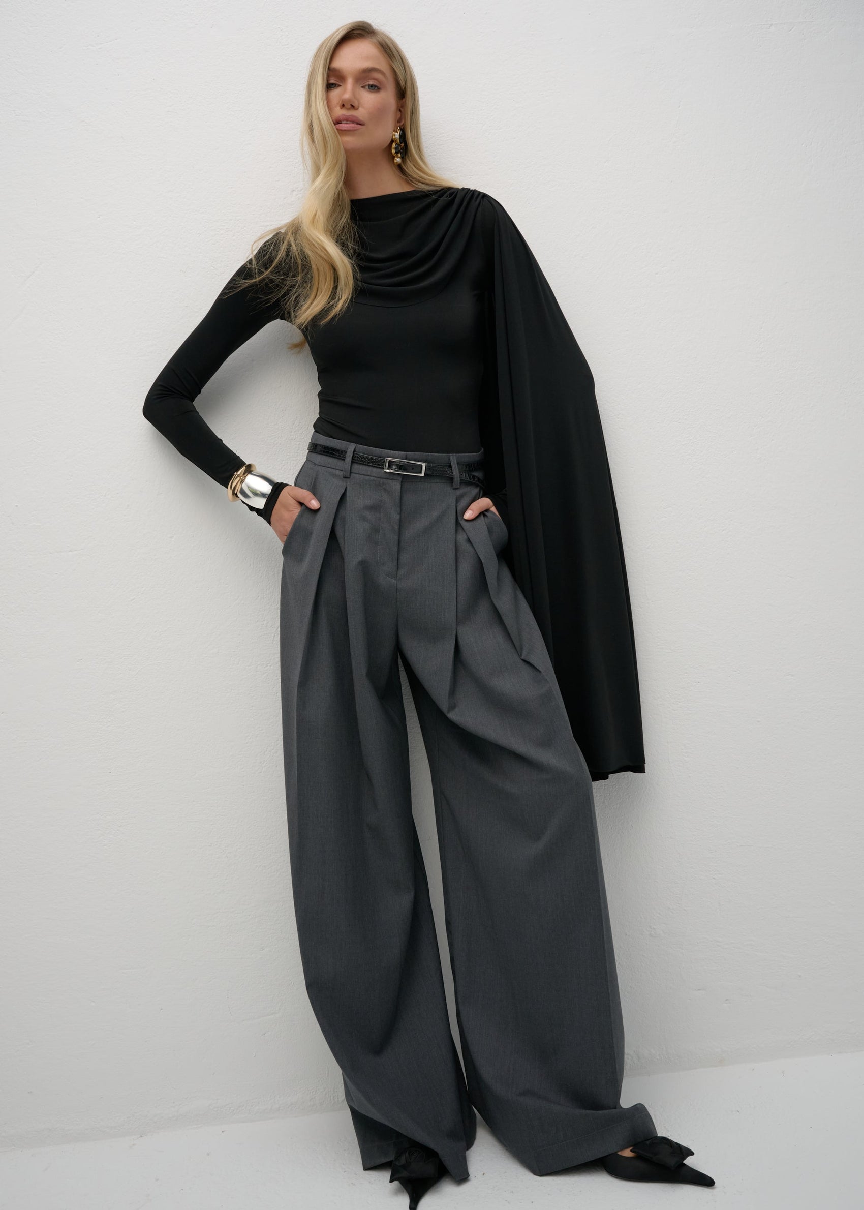 SPODNIE PHOEBE WOOL GREY LECOLLET