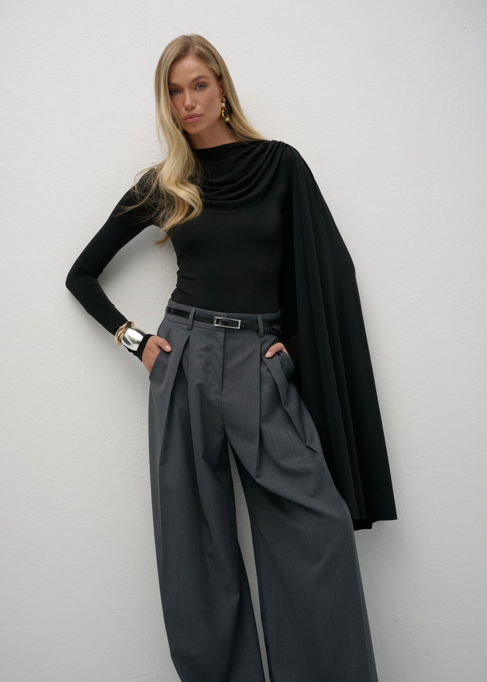 SPODNIE PHOEBE WOOL GREY LECOLLET